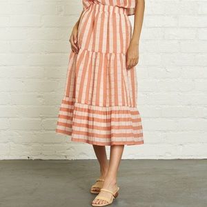 NWT dRA Los Angeles “Maya” Midi Skirt in Peach Stripe